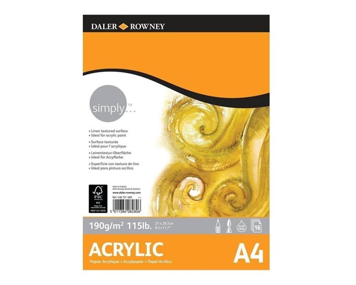 Simply Ακρυλικό Χαρτί 190gsm 16 Φύλλων