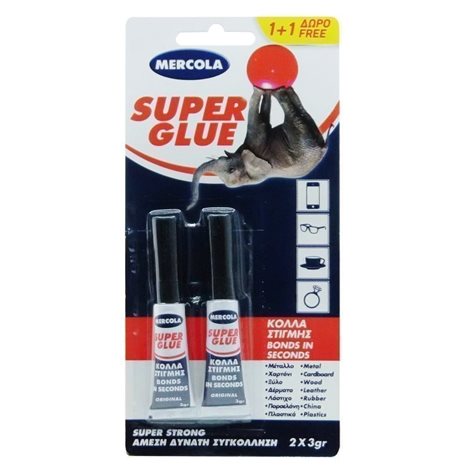 Κόλλα Στιγμής Mercola Super Glue 3gr 1+1 Δώρο