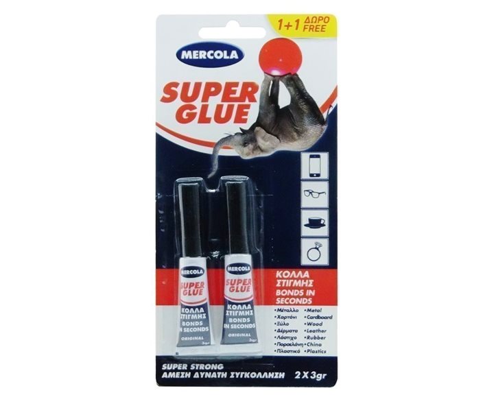 Κόλλα Στιγμής Mercola Super Glue 3gr 1+1 Δώρο