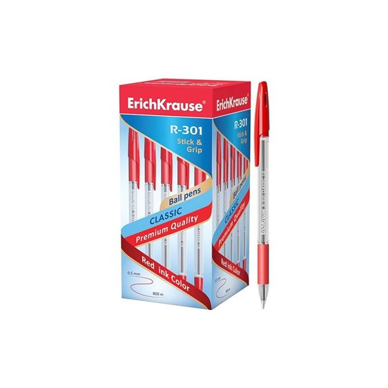 Στυλό ErichKrause R-301 1.0mm Stick Grip Κόκκινο