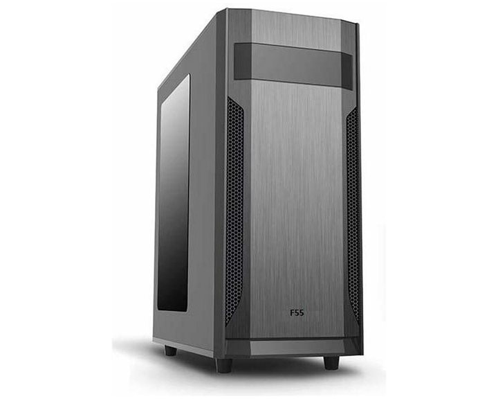 SUPERCASE PC CHASSIS F55A, MIDI TOWER ATX, BLACK, W/O PSU, Rear: 1x 80mm Fan, 2YW.
