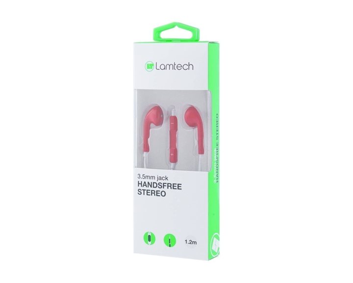 LAMTECH HANDSFREE STEREO 3,5mm JACK WITH MIC RED