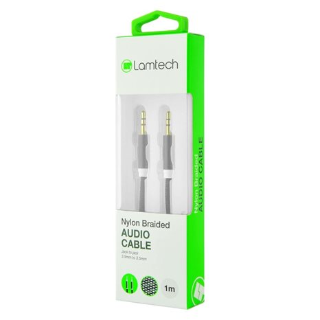 Lamtech Audiocable Braided 1m 3.5mm To 3.5mm Black