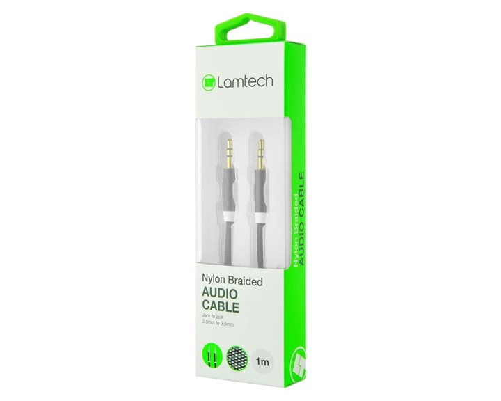 Lamtech Audiocable Braided 1m 3.5mm To 3.5mm Black