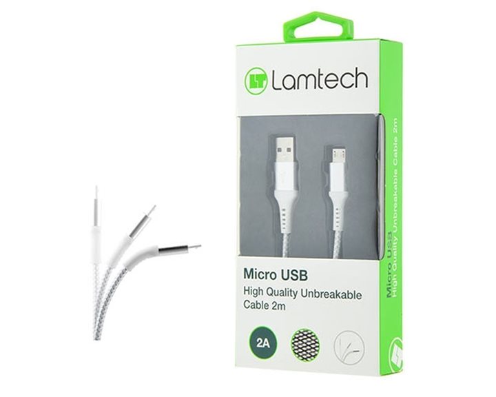 Lamtech Micro USB High Quality Unbreakable Cable Silver 2m