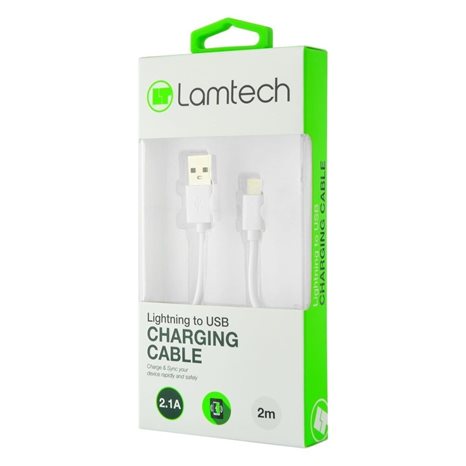 Lamtech Charging & Datacable Lightning 2m White