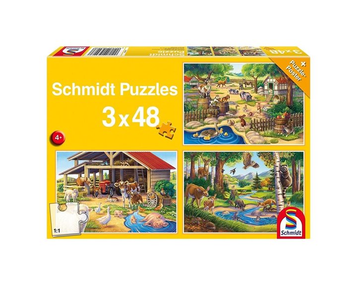 Πάζλ Schmidt 3x48τεμ. Αγαπημένα Μου Ζωάκια 56203