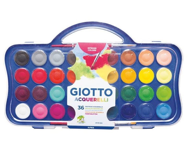 Νερομπογιά Giotto 30mm 36 Χρωμάτων Με Πινέλο