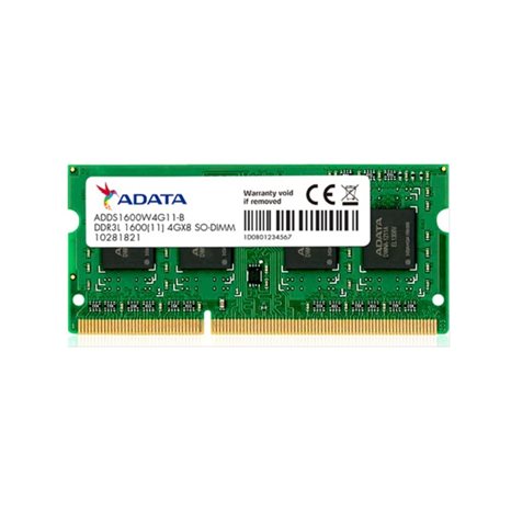 ADATA RAM SODIMM 4GB ADDS1600W4G11-S, DDR3L, 1600MHz, CL11, SINGLE TRAY, LTW. ADDS1600W4G11-S