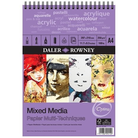Optima Mixed Media Spiral A4 250g 30 Φύλλα 437150400