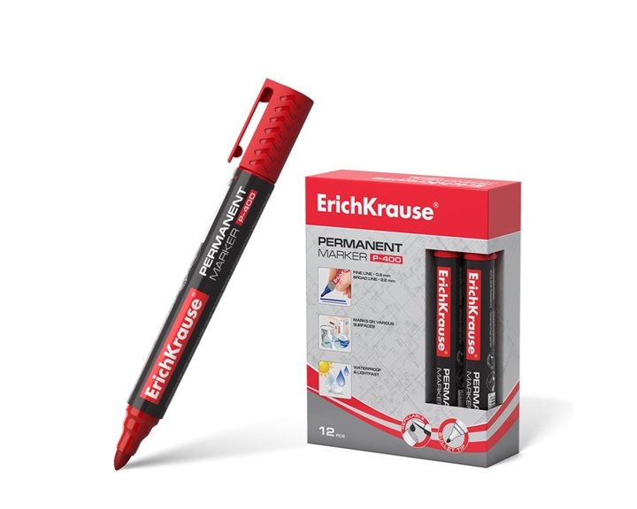 Μαρκαδόρος Ανεξίτηλος ErichKrause P-400 0.8-2.2mm Κόκκινος 30988