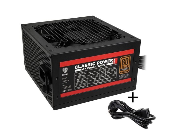 Kolink Classic Power 80 PLUS Bronze PSU 600 Watt PC Power Supply - With Cable