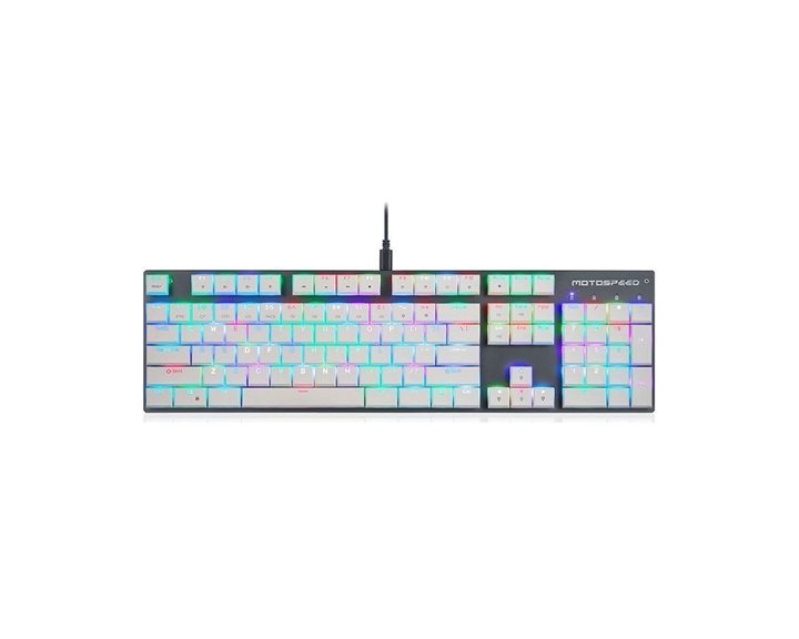 Motospeed CK94 White Wired Mechanical Keyboard RGB Kailh Sort White Switch US Layout