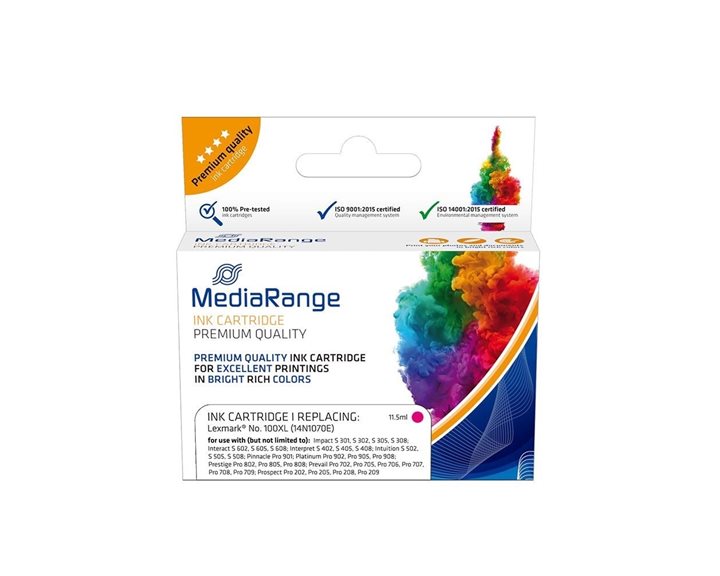 Inkjet MEDIARANGE Συμβατό για Εκτυπωτές Lexmark No.100XL (Magenta) (14N1070E) (MRLX100MXL)