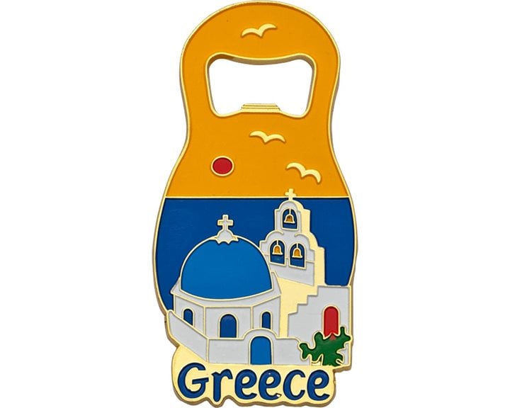 Ανοιχτήρι Μεταλλικό Μαγνητικό AegeanArt Χρυσό Σχέδιο Καμπαναριό 23102019