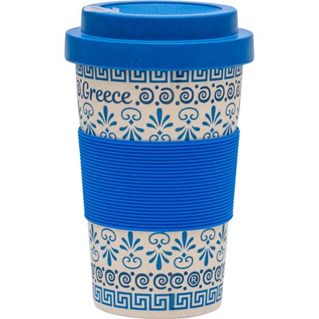 Ποτήρι Bamboo AegeanArt Με Καπάκι Σχέδιο Αρχαικό 18410629