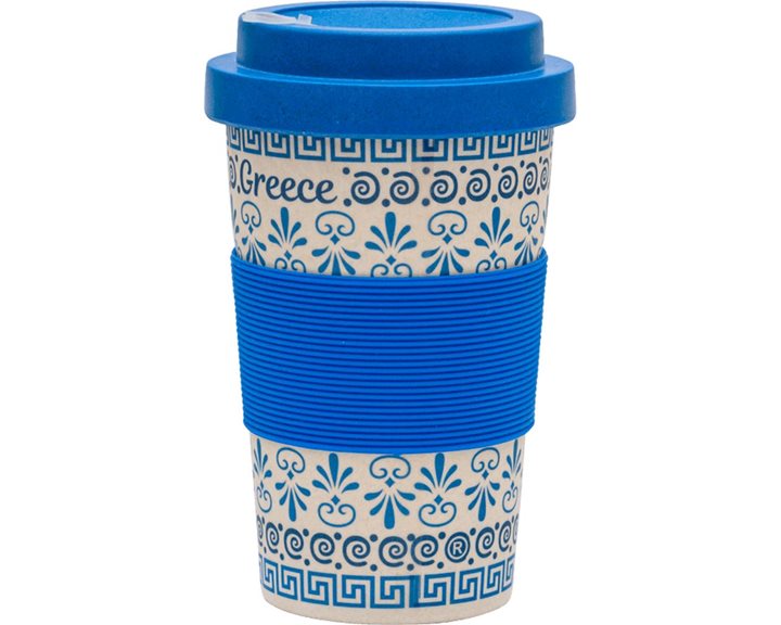 Ποτήρι Bamboo AegeanArt Με Καπάκι Σχέδιο Αρχαικό 18410629
