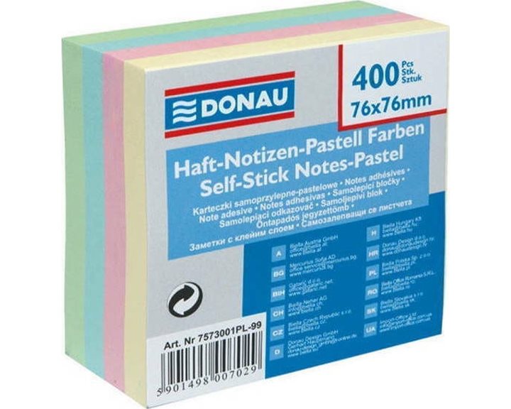 Κύβος Αυτοκόλητος Donau Παστέλ 76x76mm 4χρωμ. 400φ. 7573001PL-99
