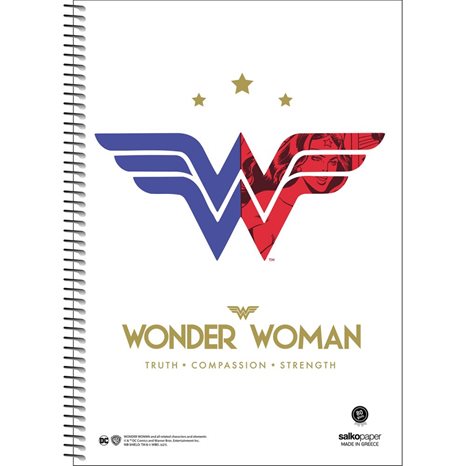 Τετράδιο Σπιράλ 17x25 Salko Wonder Woman 3Θεμ.90φ. 7343