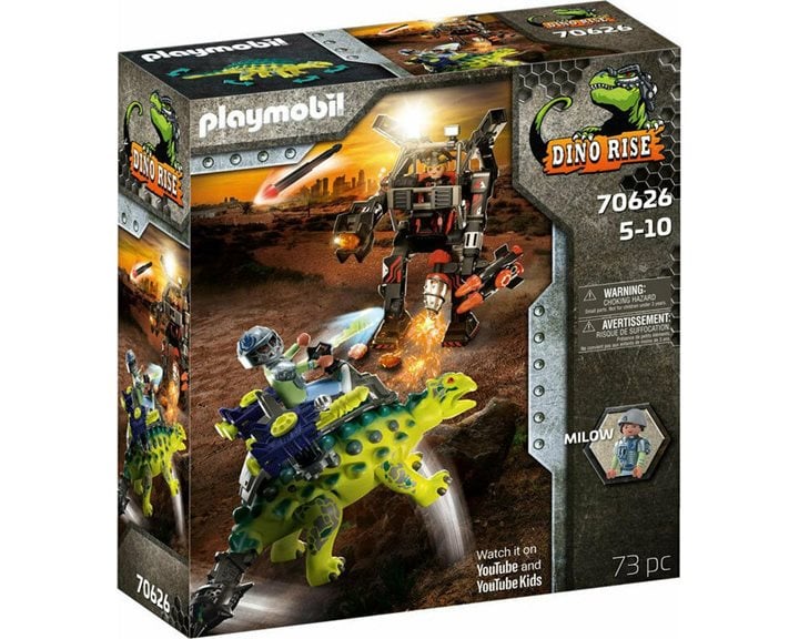Playmobil Dino Rise Αγκυλόσαυρος Με Μαχητή Εναντίον Ρομπότ 70626