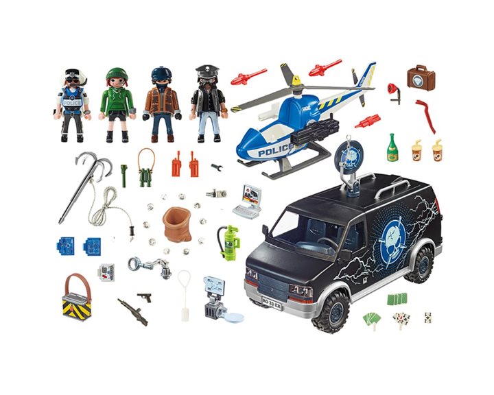 Playmobil Αστυνομικό Ελικόπτερο και Ληστές με Βαν 70575