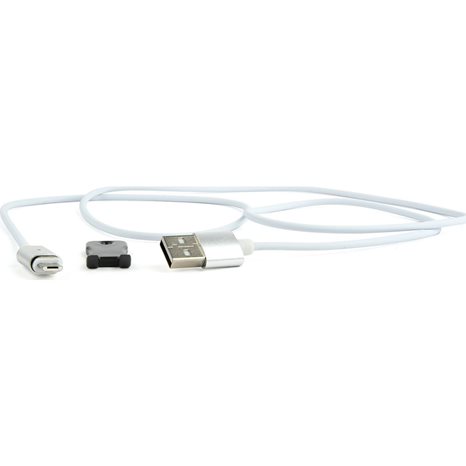 CABLEXPERT 3-in-1 MAGNETIC CABLE 1M MICRO USB - LIGHTNING - TYPE-C RETAIL PACK SILVER