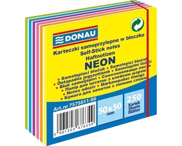 Κύβος Αυτοκόλλητος Donau Neon Κίτρινος 50x50mm 250φ. 7575011-99