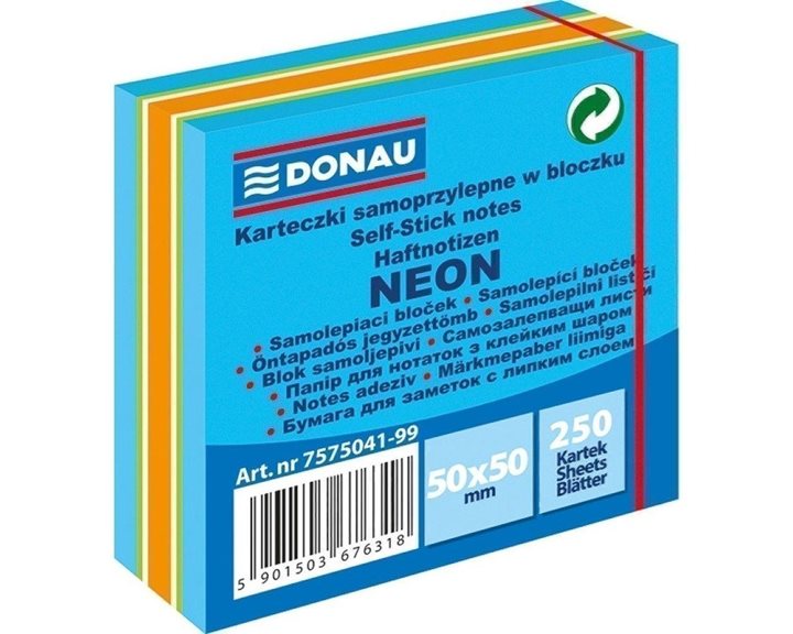 Κύβος Αυτοκόλητος Donau Neon Μπλε 50x50mm 250φ. 7575041-99