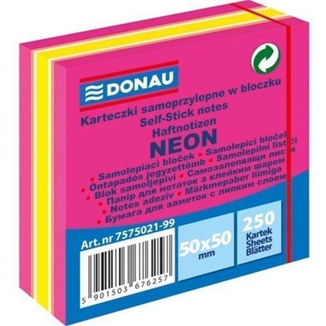 Κύβος Αυτοκόλητος Donau Neon Ροζ 50x50mm 250φ.7575021-99