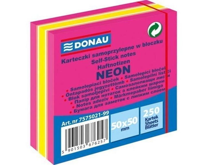 Κύβος Αυτοκόλητος Donau Neon Ροζ 50x50mm 250φ. 7575021-99