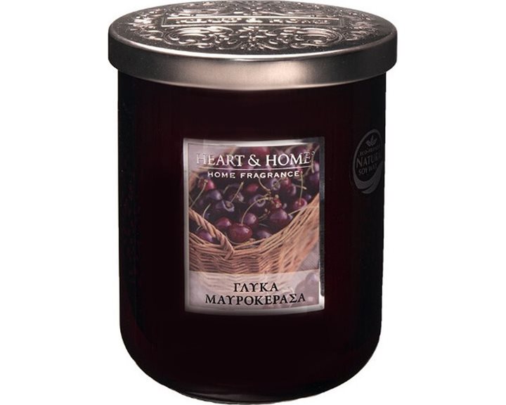 Κερί Αρωματικό Heart & Home Γλυκά Μαυροκέρασα 340g