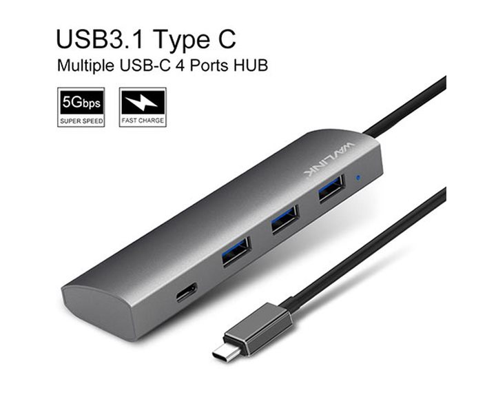 WAVLINK SUPERSPEED USB 3.0 TYPE C 4-PORT ALUMINUM HUB