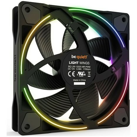 BEQUIET FAN LIGHT WINGS 120MM PWM BL072, ARGB, 1700RPM, 41,51CFM/70,53M3/H, 20,6 DB, LIFESPAN 60000H, BLACK, 3YW.