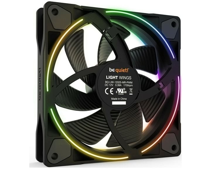 BEQUIET FAN LIGHT WINGS 120MM PWM BL072, ARGB, 1700RPM, 41,51CFM/70,53M3/H, 20,6 DB, LIFESPAN 60000H, BLACK, 3YW.