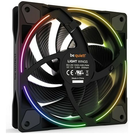 BEQUIET FAN LIGHT WINGS 120MM PWM HIGH-SPEED BL073, ARGB, 2500RPM, 52,3CFM/88,86M3/H, 31 DB, LIFESPAN 60000H, BLACK, 3YW.