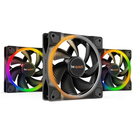 BEQUIET FAN LIGHT WINGS 120MM PWM TRIPLE-PACK BL076, ARGB, 1700RPM, 41.51CFM/70.53M3/H, 20.6 DB, LIFESPAN 60000H, BLACK, 3YW.