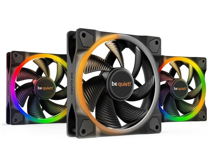 BEQUIET FAN LIGHT WINGS 120MM PWM TRIPLE-PACK BL076, ARGB, 1700RPM, 41.51CFM/70.53M3/H, 20.6 DB, LIFESPAN 60000H, BLACK, 3YW.