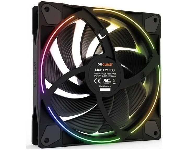 BEQUIET FAN LIGHT WINGS 140MM PWM HIGH-SPEED BL075, ARGB, 2200RPM, 71,7CFM/121,82M3/H, 31 DB, LIFESPAN 60000H, BLACK, 3YW.