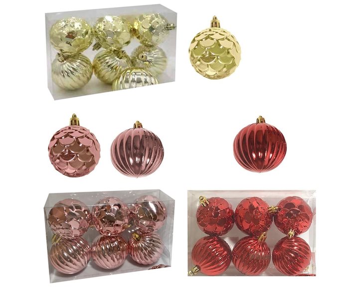Μπάλες Ανάγλυφες Πακ=6τεμ Φ6cm Xmasfest 1132773
