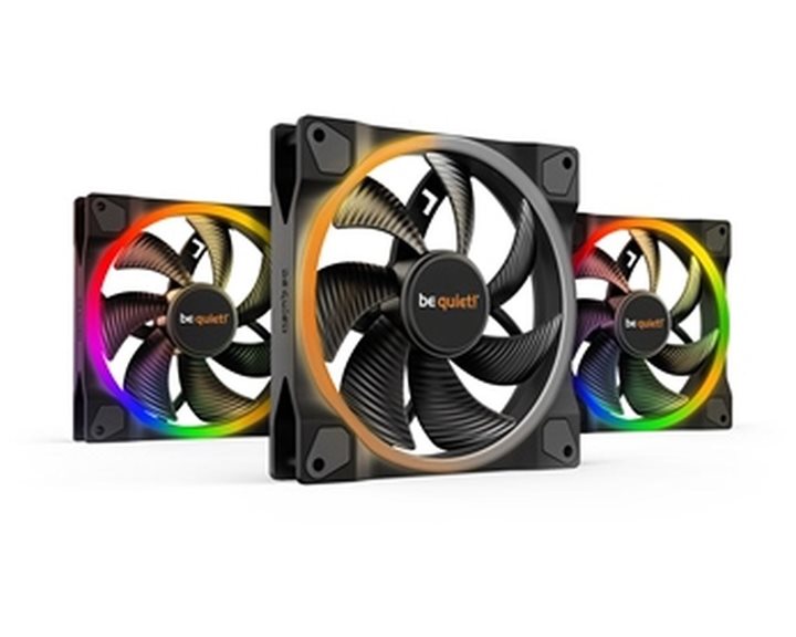 BEQUIET FAN LIGHT WINGS 140MM PWM TRIPLE-PACK BL078, ARGB, 1500RPM, 56CFM/ 95,14M3/H, 23,3 DB, LIFESPAN 60000H, BLACK, 3YW.