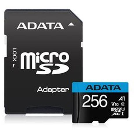 ADATA SDXC MICRO 256GB PREMIER AUSDX256GUICL10A1-RA1, CLASS 10, UHS-1, V10, SD ADAPTER, LTW. AUSDX256GUICL10A1-RA1