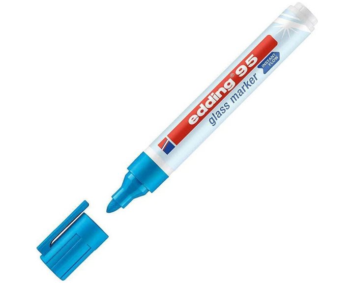 Μαρκαδόρος Edding 95 Glass Marker Στρογγυλή Μύτη 1.5-3mm Γαλάζιος