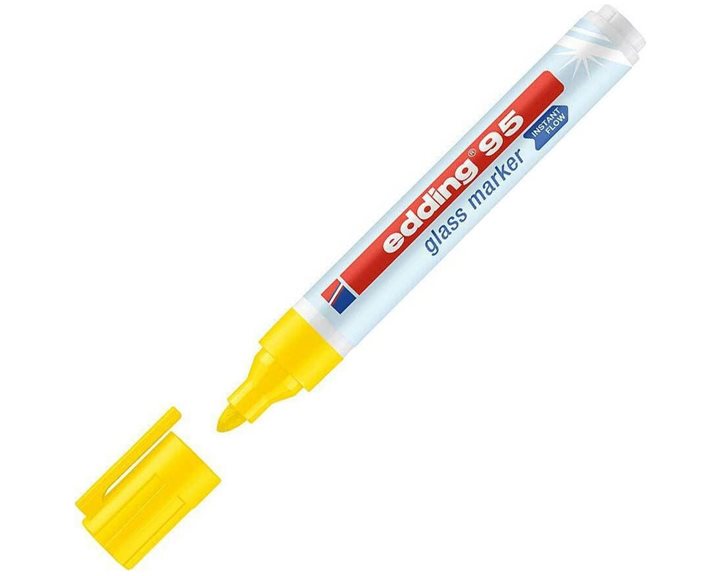 Μαρκαδόρος Edding 95 Glass Marker Στρογγυλή Μύτη 1.5-3mm Κίτρινος