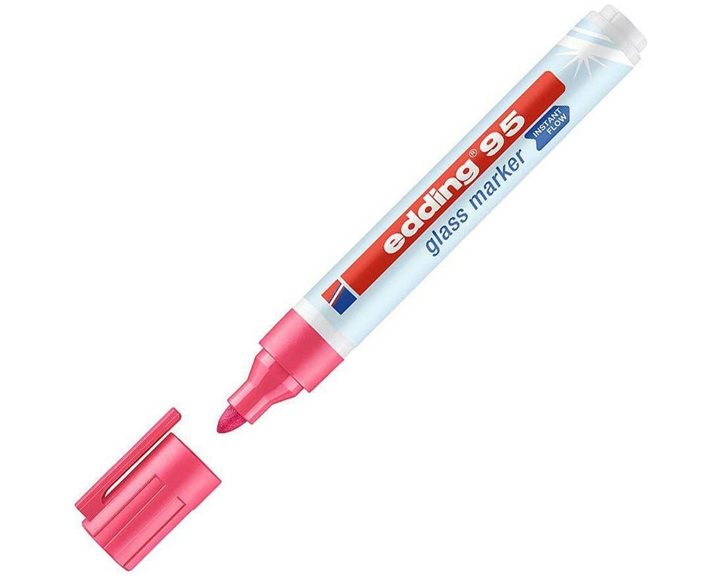 Μαρκαδόρος Edding 95 Glass Marker Στρογγυλή Μύτη 1.5-3mm Ροζ