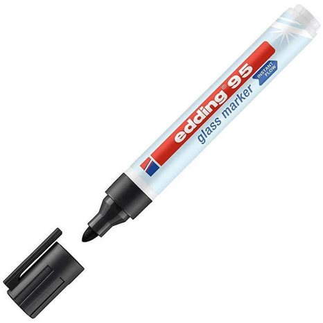Μαρκαδόρος Edding 95 Glass Marker Στρογγυλή Μύτη 1.5-3mm Μαύρος