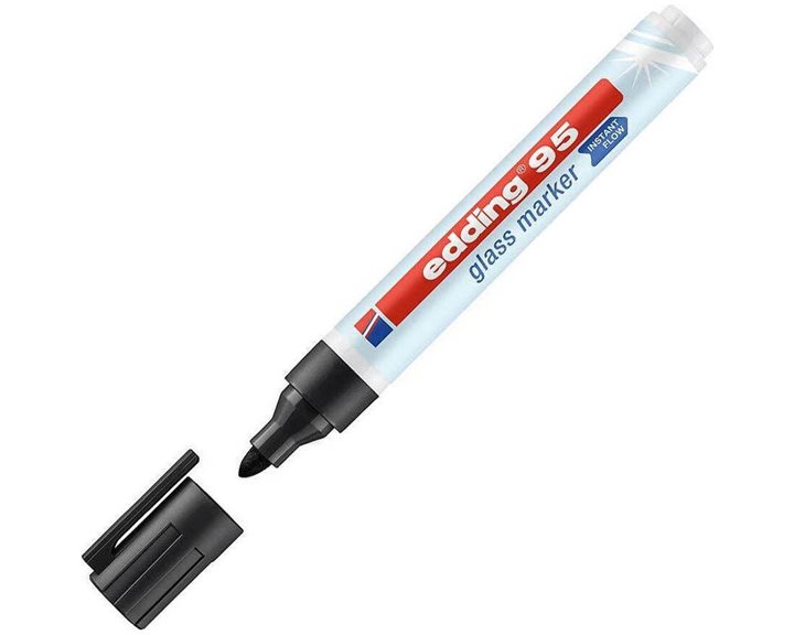 Μαρκαδόρος Edding 95 Glass Marker Στρογγυλή Μύτη 1.5-3mm Μαύρος