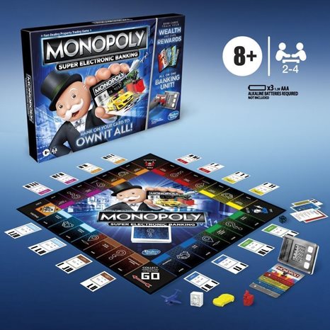 Επιτραπέζιο Παιχνίδι Hasbro Monopoly Super Electronic Banking Ηλεκτρονική Εξαργύρωση Bonus Ε8978
