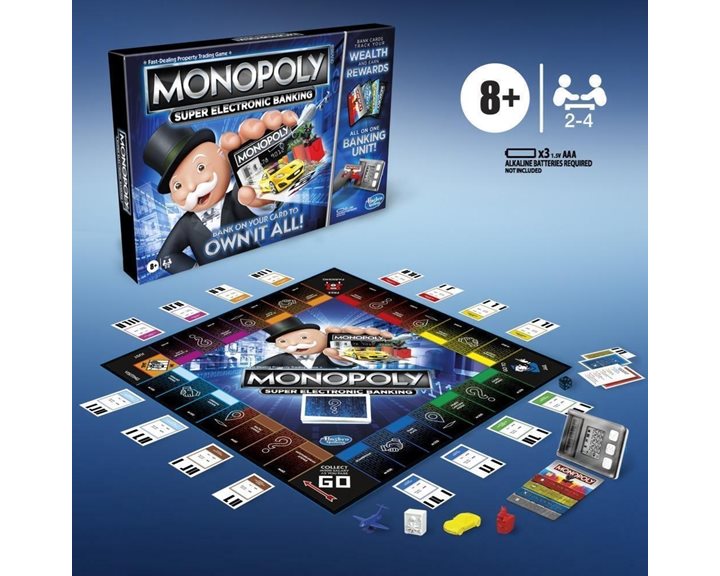 Επιτραπέζιο Παιχνίδι Hasbro Monopoly Super Electronic Banking Ηλεκτρονική Εξαργύρωση Bonus Ε8978