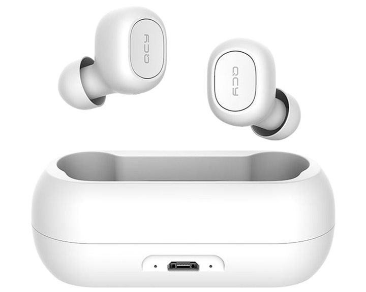 QCY T1C TWS White True Wireless Earbuds 5.0 Bluetooth Headphones 80hrs