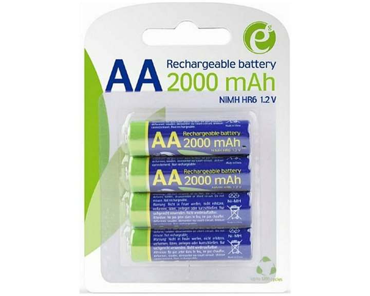 ENERGENIE RECHARGEABLE AA INSTANT BATTERIES READY TO USE 2000MAH 4PCS RETAIL PACK